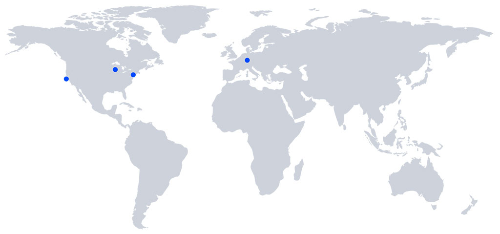 A map highlighting abbvie oncology research centers in Germany and the USA